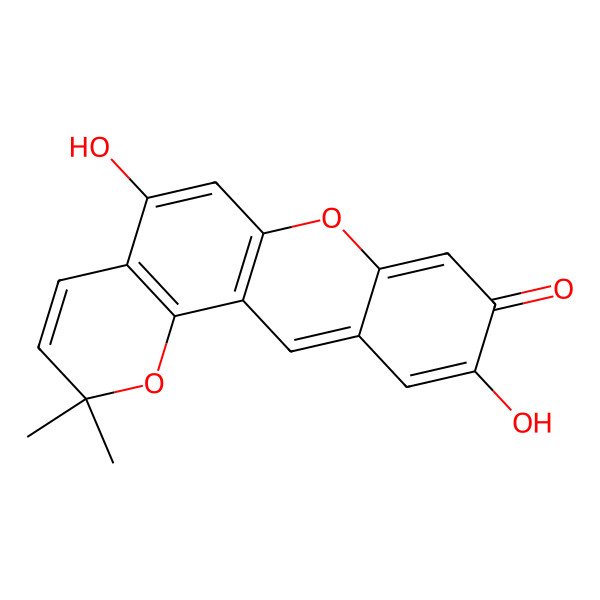 2D Structure of 5,10-Dihydroxy-2,2-dimethylpyrano[2,3-a]xanthen-9-one