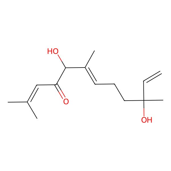 2D Structure of 5,10-Dihydroxy-2,6,10-trimethyldodeca-2,6,11-trien-4-one 2D Structure of 5,10-Dihydroxy-2,6,10-trimethyldodeca-2,6,11-trien-4-one
