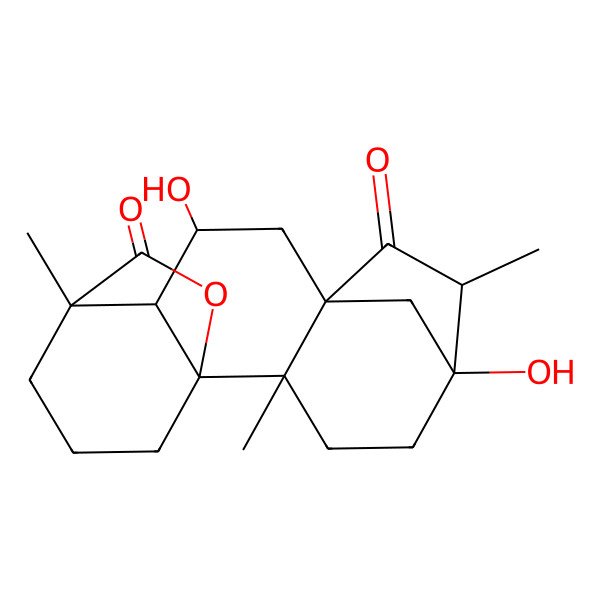 2D Structure of 5,10-Dihydroxy-2,6,12-trimethyl-16-oxapentacyclo[10.3.2.15,8.01,11.02,8]octadecane-7,17-dione