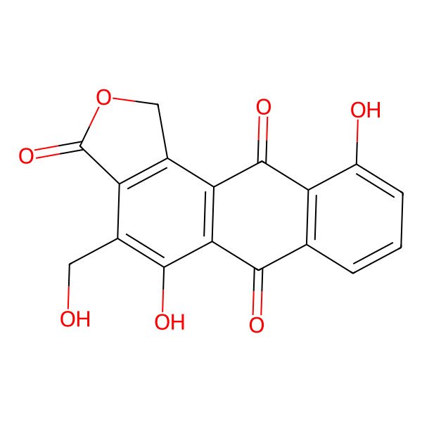 2D Structure of 5,10-dihydroxy-4-(hydroxymethyl)-1H-naphtho[3,2-e][2]benzofuran-3,6,11-trione
