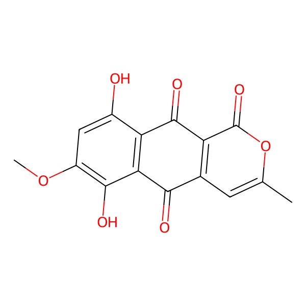 2D Structure of 5,10-Dihydroxy-7-methoxy-3-methyl-1H-naphtho(2,3-c)pyran-1,6,9-trione