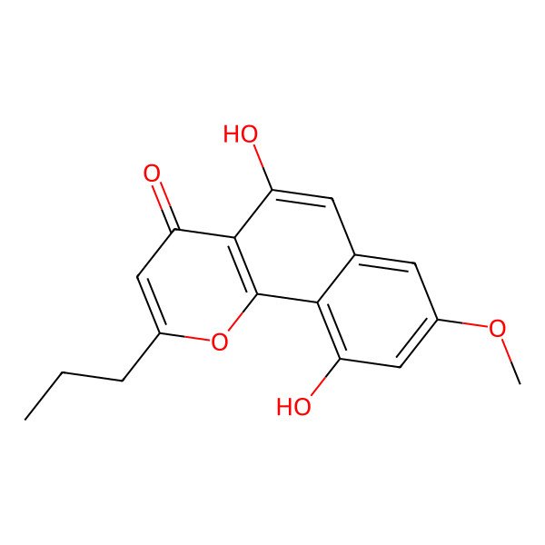 2D Structure of 5,10-Dihydroxy-8-methoxy-2-propylbenzo[h]chromen-4-one