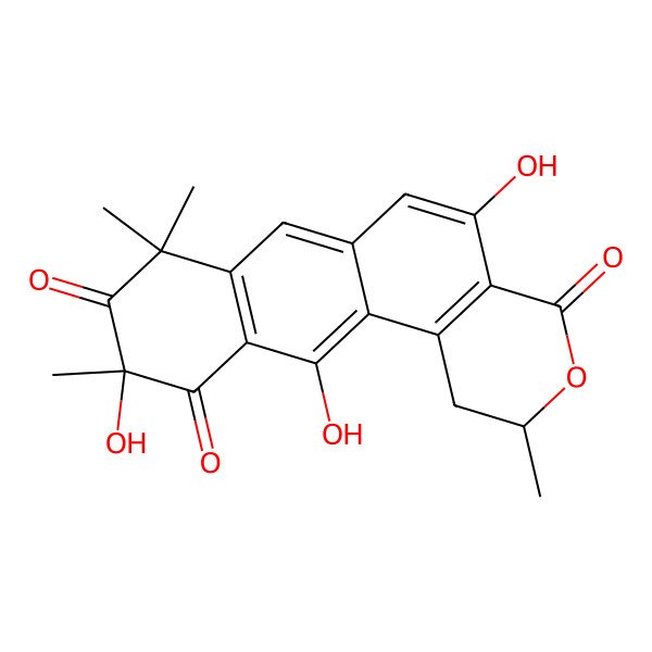 2D Structure of 5,10,12-Trihydroxy-2,8,8,10-tetramethyl-1,2-dihydronaphtho[7,6-f]isochromene-4,9,11-trione