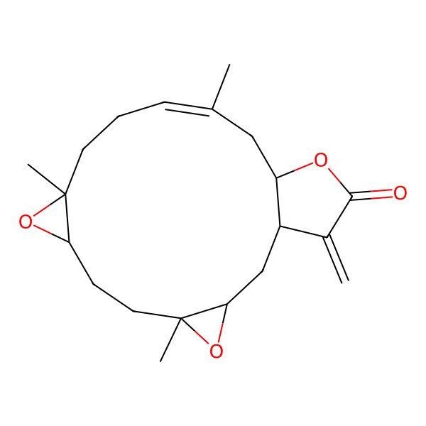 2D Structure of 5,10,14-Trimethyl-19-methylidene-4,9,17-trioxatetracyclo[14.3.0.03,5.08,10]nonadec-13-en-18-one
