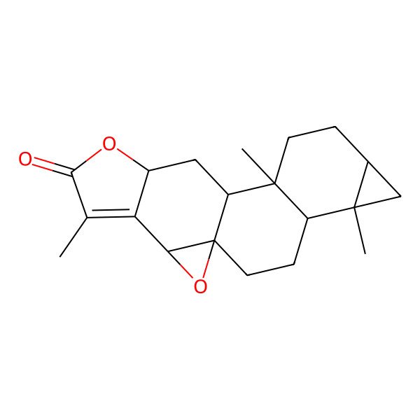 2D Structure of 5,10,16-Trimethyl-14,19-dioxahexacyclo[9.8.0.01,18.04,10.05,7.013,17]nonadec-16-en-15-one