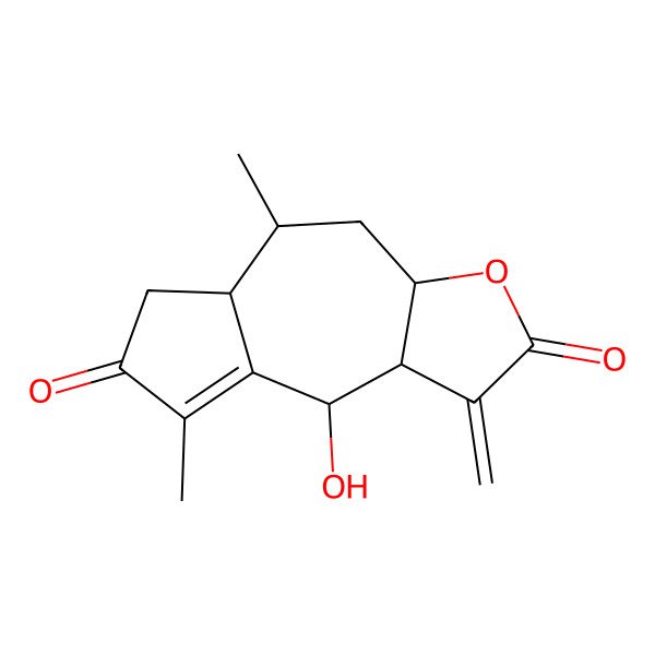 2D Structure of (3aS,5S,5aS,9S,9aR)-9-hydroxy-5,8-dimethyl-1-methylidene-4,5,5a,6,9,9a-hexahydro-3aH-azuleno[6,5-b]furan-2,7-dione