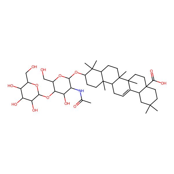 2D Structure of (4aS,6aR,6aS,6bR,8aR,10S,12aR,14bR)-10-[(2R,3R,4R,5S,6R)-3-acetamido-4-hydroxy-6-(hydroxymethyl)-5-[(2S,3R,4S,5R,6R)-3,4,5-trihydroxy-6-(hydroxymethyl)oxan-2-yl]oxyoxan-2-yl]oxy-2,2,6a,6b,9,9,12a-heptamethyl-1,3,4,5,6,6a,7,8,8a,10,11,12,13,14b-tetradecahydropicene-4a-carboxylic acid