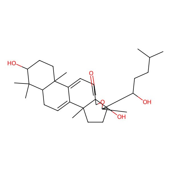 2D Structure of (2R,5R,6R,9R,13S,16S,18S)-5,16-dihydroxy-6-[(1S)-1-hydroxy-4-methylpentyl]-2,6,13,17,17-pentamethyl-7-oxapentacyclo[10.8.0.02,9.05,9.013,18]icosa-1(20),11-dien-8-one