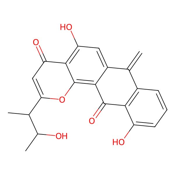 2D Structure of 5,11-Dihydroxy-2-(3-hydroxybutan-2-yl)-7-methylidenenaphtho[3,2-h]chromene-4,12-dione