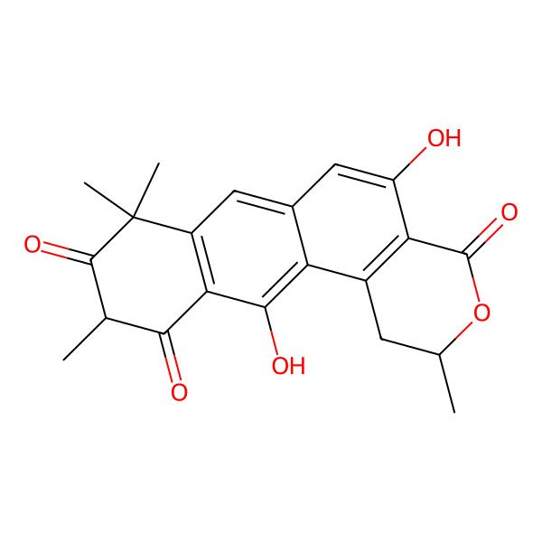 2D Structure of 5,12-Dihydroxy-2,8,8,10-tetramethyl-1,2-dihydronaphtho[7,6-f]isochromene-4,9,11-trione