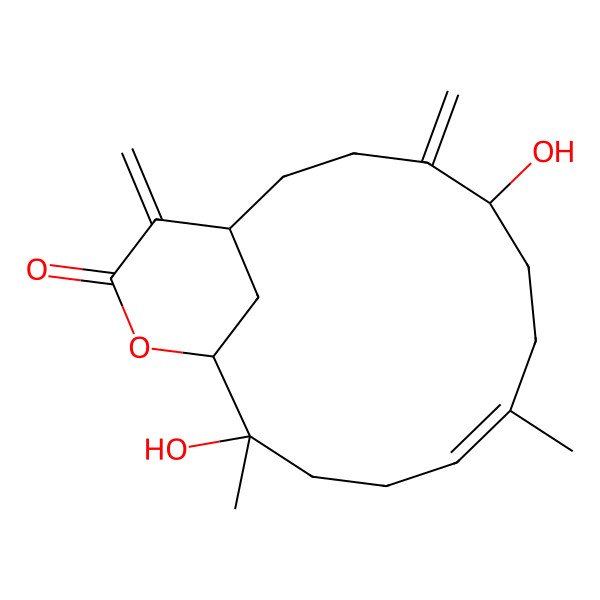 2D Structure of 5,12-Dihydroxy-8,12-dimethyl-4,16-dimethylidene-14-oxabicyclo[11.3.1]heptadec-8-en-15-one
