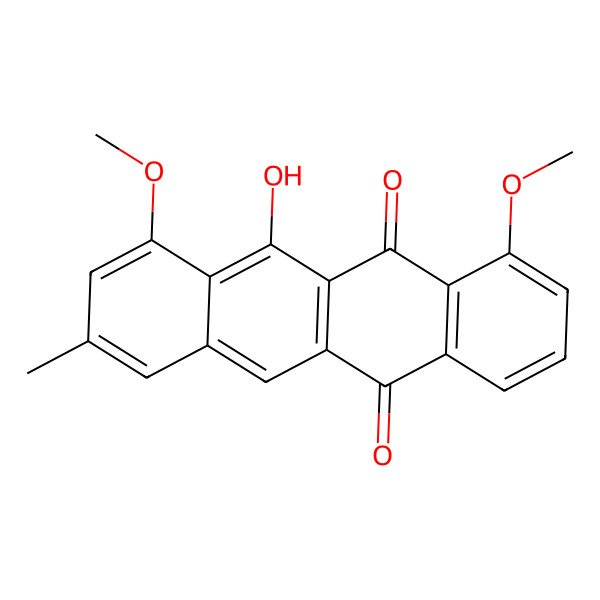 2D Structure of 5,12-Naphthacenedione, 11-hydroxy-1,10-dimethoxy-8-methyl-
