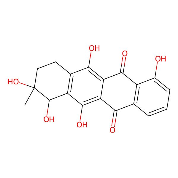 2D Structure of 5,12-Naphthacenedione, 7,8,9,10-tetrahydro-1,6,7,8,11-pentahydroxy-8-methyl-