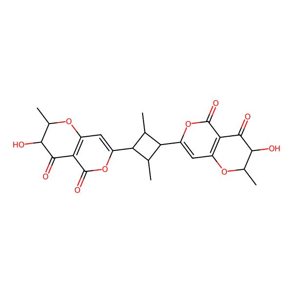 2D Structure of 3-Hydroxy-7-[3-(3-hydroxy-2-methyl-4,5-dioxo-2,3-dihydropyrano[4,3-b]pyran-7-yl)-2,4-dimethylcyclobutyl]-2-methyl-2,3-dihydropyrano[4,3-b]pyran-4,5-dione