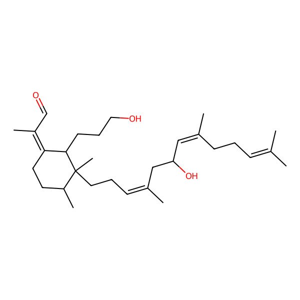 2D Structure of (2Z)-2-[(2S,3R,4R)-2-(3-hydroxypropyl)-3-[(3E,6R,7E)-6-hydroxy-4,8,12-trimethyltrideca-3,7,11-trienyl]-3,4-dimethylcyclohexylidene]propanal