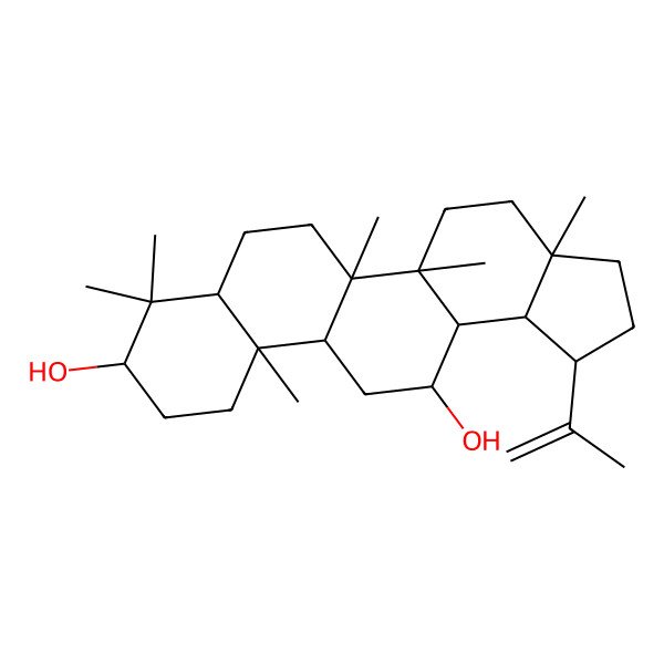 2D Structure of (1R,3aR,5aR,5bR,7aR,9S,11aR,11bR,13R,13aR,13bR)-3a,5a,5b,8,8,11a-hexamethyl-1-prop-1-en-2-yl-1,2,3,4,5,6,7,7a,9,10,11,11b,12,13,13a,13b-hexadecahydrocyclopenta[a]chrysene-9,13-diol