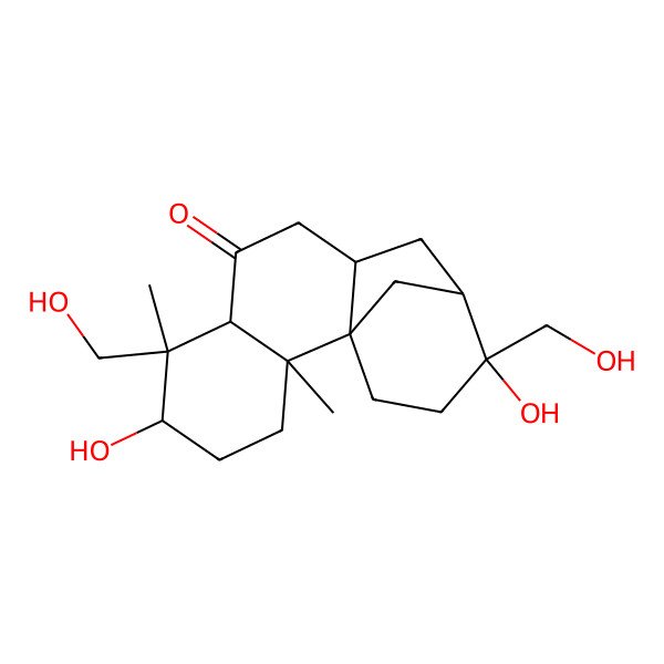 2D Structure of 5,13-Dihydroxy-6,13-bis(hydroxymethyl)-2,6-dimethyltetracyclo[10.3.1.01,10.02,7]hexadecan-8-one