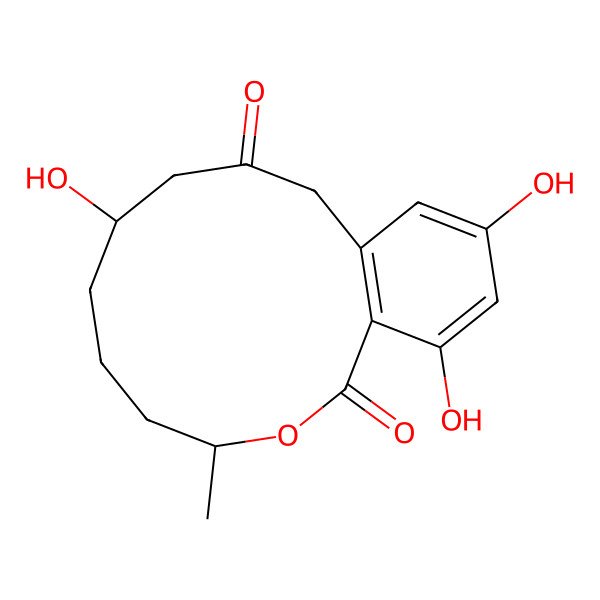 2D Structure of 5,13,15-Trihydroxy-9-methyl-10-oxabicyclo[10.4.0]hexadeca-1(12),13,15-triene-3,11-dione