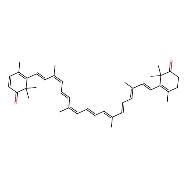 2D Structure of 4,6,6-trimethyl-5-[(1E,3E,5E,7E,9E,11E,13E,15E,17E)-3,7,12,16-tetramethyl-18-(2,6,6-trimethyl-5-oxocyclohexen-1-yl)octadeca-1,3,5,7,9,11,13,15,17-nonaenyl]cyclohexa-2,4-dien-1-one