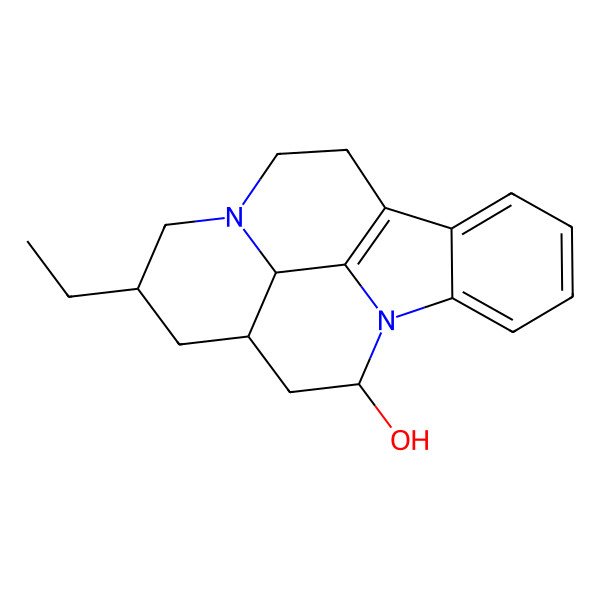 2D Structure of (13R,15R,17S,19R)-13-ethyl-1,11-diazapentacyclo[9.6.2.02,7.08,18.015,19]nonadeca-2,4,6,8(18)-tetraen-17-ol