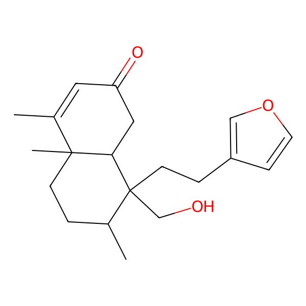 2D Structure of (4aR,7R,8R,8aS)-8-[2-(furan-3-yl)ethyl]-8-(hydroxymethyl)-4,4a,7-trimethyl-5,6,7,8a-tetrahydro-1H-naphthalen-2-one