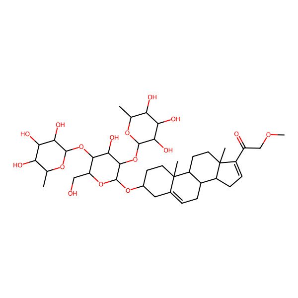 2D Structure of 1-[3-[4-hydroxy-6-(hydroxymethyl)-3,5-bis[(3,4,5-trihydroxy-6-methyloxan-2-yl)oxy]oxan-2-yl]oxy-10,13-dimethyl-2,3,4,7,8,9,11,12,14,15-decahydro-1H-cyclopenta[a]phenanthren-17-yl]-2-methoxyethanone
