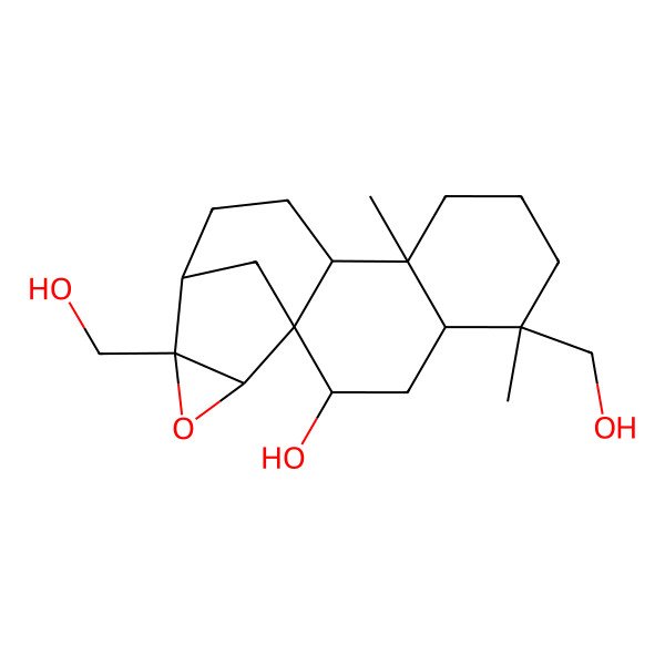 2D Structure of 5,14-Bis(hydroxymethyl)-5,9-dimethyl-15-oxapentacyclo[11.3.1.01,10.04,9.014,16]heptadecan-2-ol
