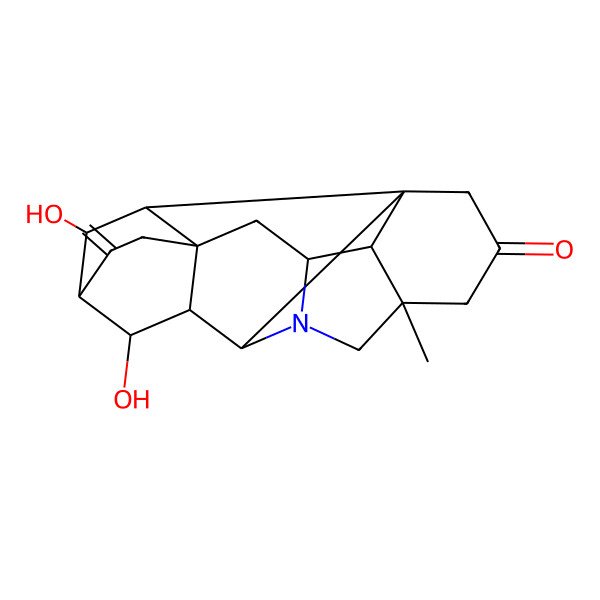 2D Structure of (1S,5S,8R,9S,10S,11R,14R,16S,17R,18R,19R)-10,19-dihydroxy-5-methyl-12-methylidene-7-azaheptacyclo[9.6.2.01,8.05,17.07,16.09,14.014,18]nonadecan-3-one