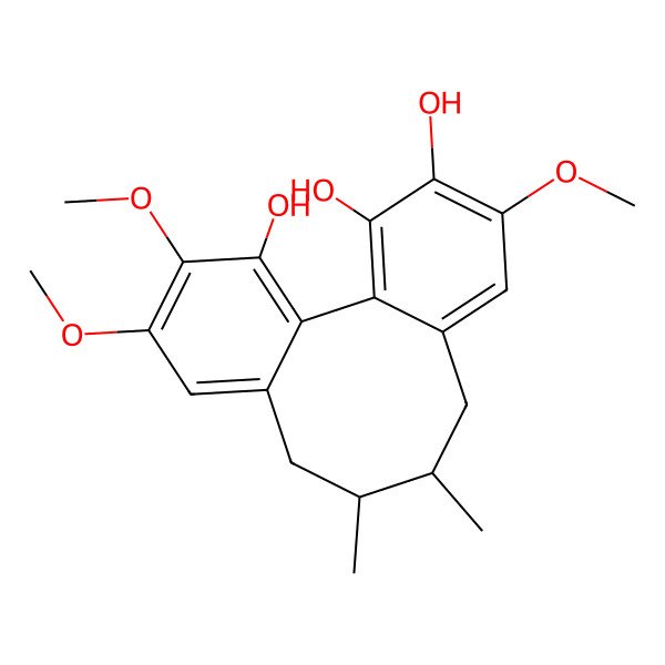 2D Structure of 5,14,15-Trimethoxy-9,10-dimethyltricyclo[10.4.0.02,7]hexadeca-1(16),2,4,6,12,14-hexaene-3,4,16-triol