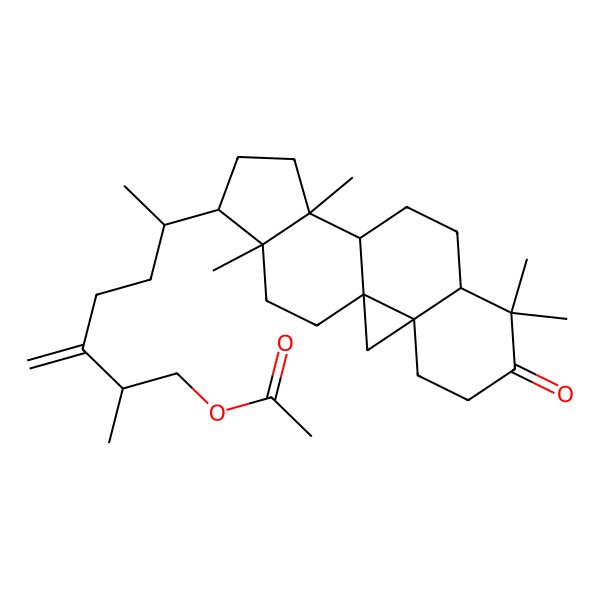 2D Structure of [(6R)-2-methyl-3-methylidene-6-[(1R,3R,12S,15R,16R)-7,7,12,16-tetramethyl-6-oxo-15-pentacyclo[9.7.0.01,3.03,8.012,16]octadecanyl]heptyl] acetate