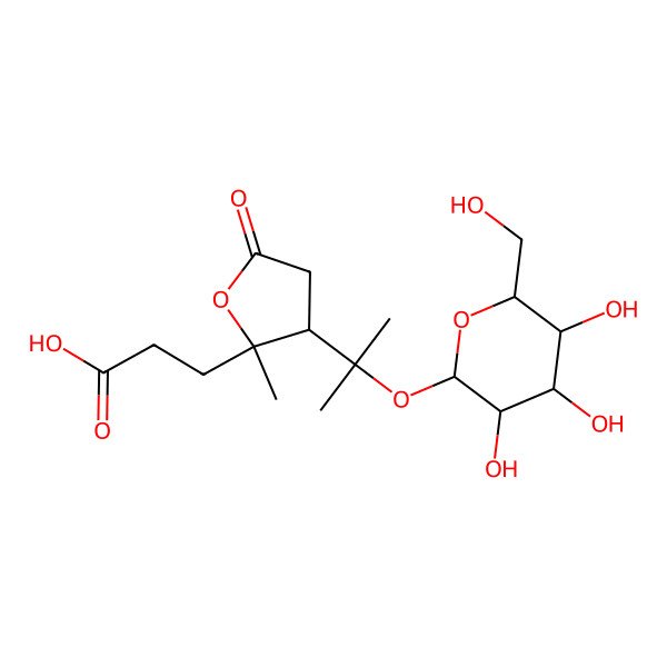 2D Structure of 3-[(2S,3R)-2-methyl-5-oxo-3-[2-[(2S,3R,4S,5S,6R)-3,4,5-trihydroxy-6-(hydroxymethyl)oxan-2-yl]oxypropan-2-yl]oxolan-2-yl]propanoic acid