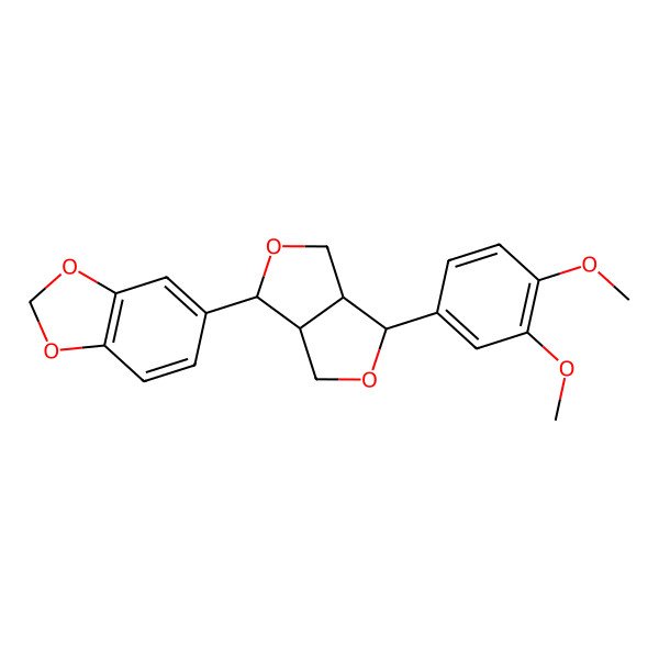 2D Structure of (3aalpha,6aalpha)-1alpha-(3,4-Dimethoxyphenyl)-4alpha-(1,3-benzodioxole-5-yl)tetrahydro-1H,3H-furo[3,4-c]furan