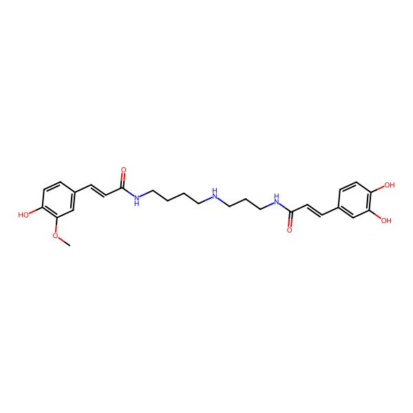 2D Structure of 3-(3,4-dihydroxyphenyl)-N-[3-[4-[3-(4-hydroxy-3-methoxyphenyl)prop-2-enoylamino]butylamino]propyl]prop-2-enamide