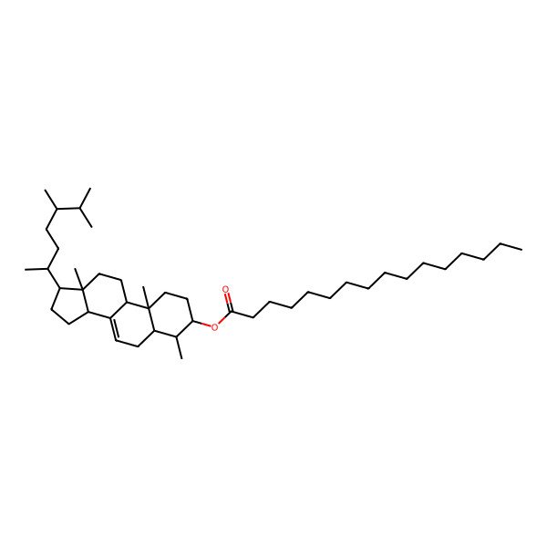 2D Structure of [(3S,4S,5S,9R,10S,13R,14R,17R)-17-[(2R,5S)-5,6-dimethylheptan-2-yl]-4,10,13-trimethyl-2,3,4,5,6,9,11,12,14,15,16,17-dodecahydro-1H-cyclopenta[a]phenanthren-3-yl] hexadecanoate