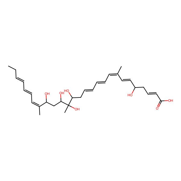 2D Structure of 5,15,16,17,19-Pentahydroxy-8,16,20-trimethylheptacosa-2,6,8,10,12,20,22,24-octaenoic acid