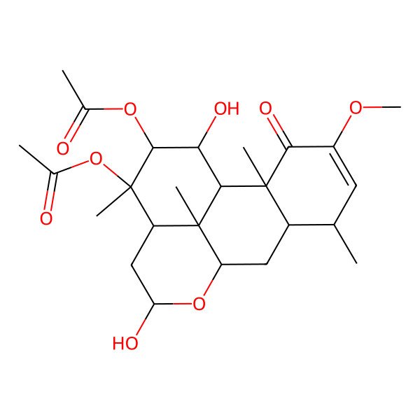 2D Structure of [(1S,2S,6S,7S,9R,11R,13R,14S,15R,16S,17R)-14-acetyloxy-11,16-dihydroxy-4-methoxy-2,6,14,17-tetramethyl-3-oxo-10-oxatetracyclo[7.7.1.02,7.013,17]heptadec-4-en-15-yl] acetate