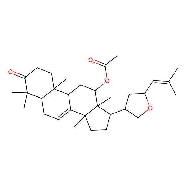 2D Structure of [4,4,10,13,14-Pentamethyl-17-[5-(2-methylprop-1-enyl)oxolan-3-yl]-3-oxo-1,2,5,6,9,11,12,15,16,17-decahydrocyclopenta[a]phenanthren-12-yl] acetate