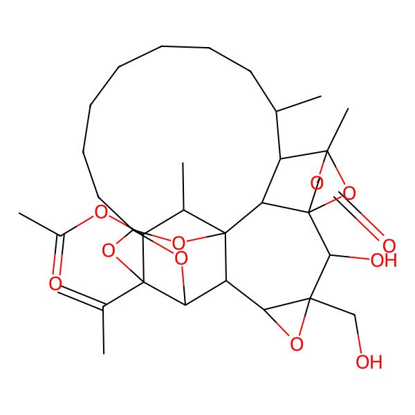 2D Structure of [(1R,2R,3S,4S,5R,6S,7S,9R,10R,11S,14R,15R,16R,26S)-10-hydroxy-9-(hydroxymethyl)-2,14,16-trimethyl-12-oxo-4-prop-1-en-2-yl-8,13,25,27,28,29-hexaoxaoctacyclo[13.10.1.14,24.15,24.111,14.01,6.07,9.011,26]nonacosan-3-yl] acetate