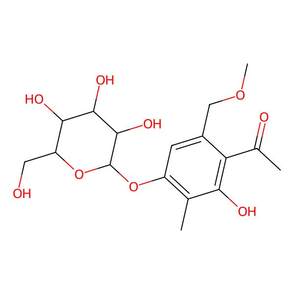 2D Structure of 1-[2-hydroxy-6-(methoxymethyl)-3-methyl-4-[(2S,3R,4S,5S,6R)-3,4,5-trihydroxy-6-(hydroxymethyl)oxan-2-yl]oxyphenyl]ethanone