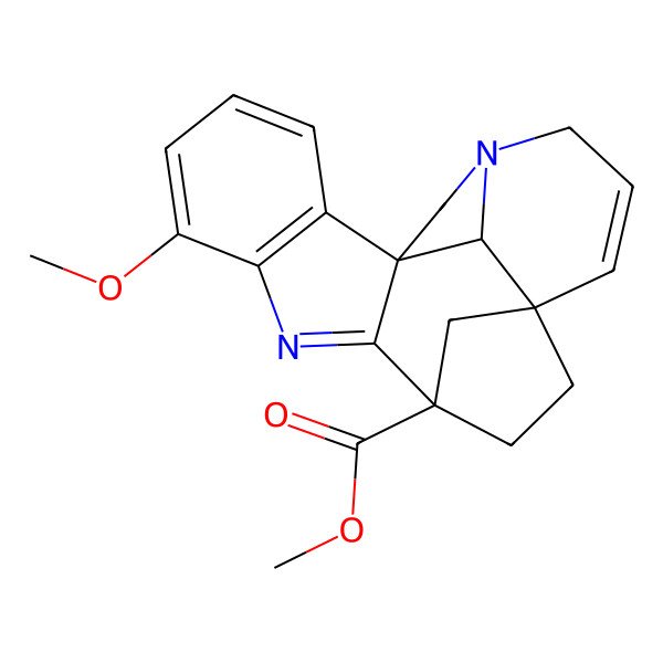 2D Structure of methyl (1R,10R,13R,20S)-6-methoxy-8,17-diazahexacyclo[11.6.1.110,13.01,9.02,7.017,20]henicosa-2(7),3,5,8,14-pentaene-10-carboxylate