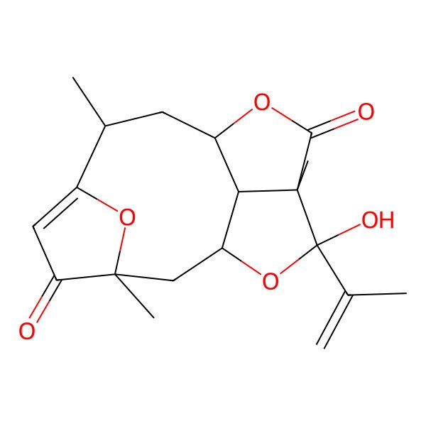 2D Structure of 13-Hydroxy-3,7,12-trimethyl-13-prop-1-en-2-yl-10,14,16-trioxatetracyclo[7.5.1.13,6.012,15]hexadec-5-ene-4,11-dione