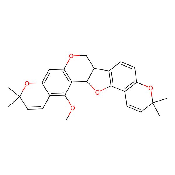 2D Structure of (1R,14R)-3-methoxy-7,7,20,20-tetramethyl-8,12,19,25-tetraoxahexacyclo[12.11.0.02,11.04,9.015,24.018,23]pentacosa-2(11),3,5,9,15(24),16,18(23),21-octaene