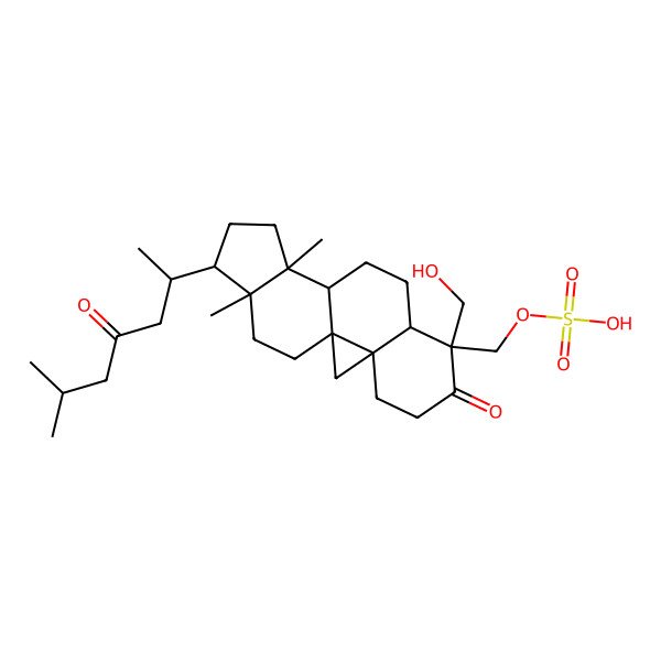 2D Structure of [7-(Hydroxymethyl)-12,16-dimethyl-15-(6-methyl-4-oxoheptan-2-yl)-6-oxo-7-pentacyclo[9.7.0.01,3.03,8.012,16]octadecanyl]methyl hydrogen sulfate