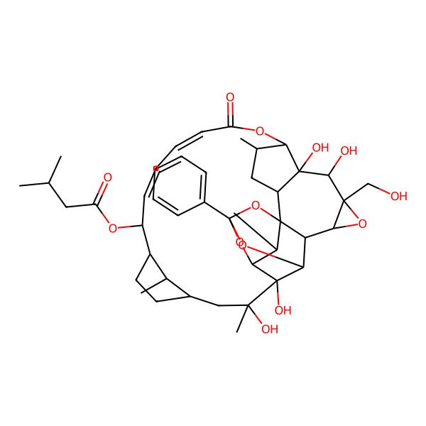 2D Structure of [(1R,2S,3S,5R,6S,7R,8R,10S,11S,14E,16Z,18R,19S,22R,24R,25S,26R,28S,30S,31R,33S)-6,7,24,25-tetrahydroxy-5-(hydroxymethyl)-10,24,31,33-tetramethyl-13-oxo-28-phenyl-4,12,27,29,32-pentaoxaoctacyclo[26.3.1.119,22.01,8.02,26.03,5.07,11.025,30]tritriaconta-14,16-dien-18-yl] 3-methylbutanoate