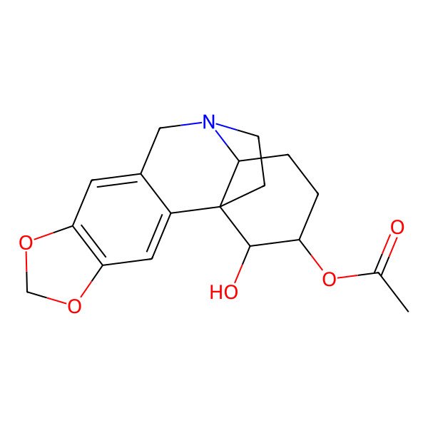 2D Structure of [(1S,13R,16S,17S)-17-hydroxy-5,7-dioxa-12-azapentacyclo[10.5.2.01,13.02,10.04,8]nonadeca-2,4(8),9-trien-16-yl] acetate