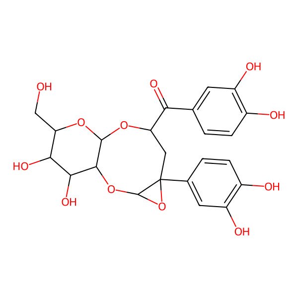 2D Structure of (3,4-Dihydroxyphenyl)-[5-(3,4-dihydroxyphenyl)-12,13-dihydroxy-11-(hydroxymethyl)-2,4,8,10-tetraoxatricyclo[7.4.0.03,5]tridecan-7-yl]methanone