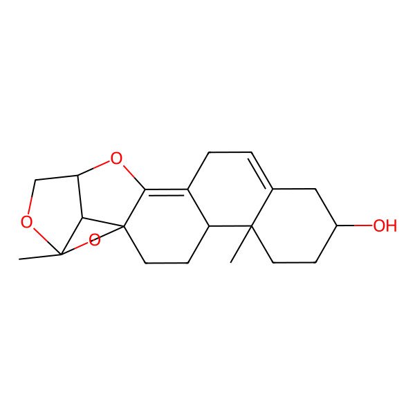 2D Structure of 5,19-Dimethyl-15,18,20-trioxahexacyclo[14.5.1.01,14.04,13.05,10.019,22]docosa-10,13-dien-8-ol