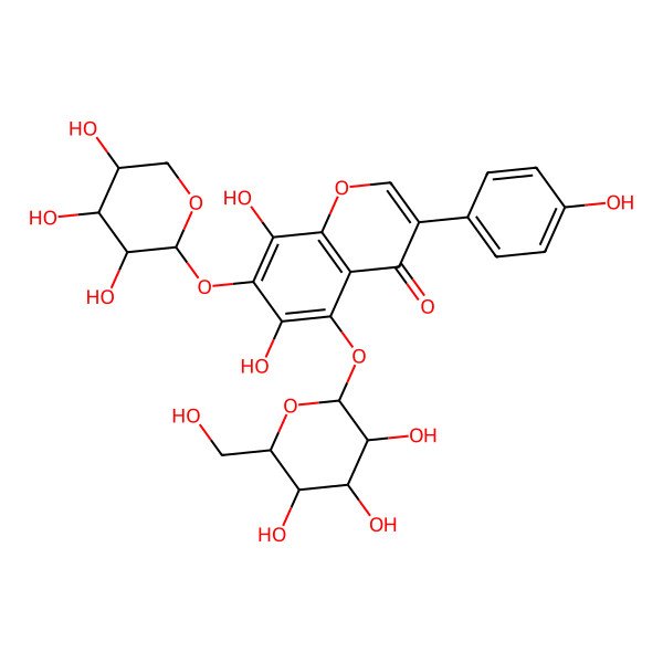 2D Structure of 6,8-Dihydroxy-3-(4-hydroxyphenyl)-5-[3,4,5-trihydroxy-6-(hydroxymethyl)oxan-2-yl]oxy-7-(3,4,5-trihydroxyoxan-2-yl)oxychromen-4-one