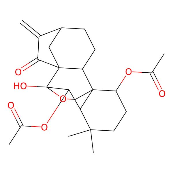 2D Structure of [(1S,2S,5R,8S,9S,10S,11R,15S)-10-acetyloxy-9-hydroxy-12,12-dimethyl-6-methylidene-7-oxo-17-oxapentacyclo[7.6.2.15,8.01,11.02,8]octadecan-15-yl] acetate