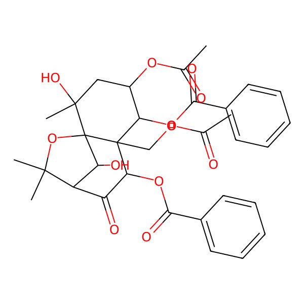 2D Structure of [(1S,2S,4S,5R,6S,7S,9R,12R)-4-acetyloxy-6-(acetyloxymethyl)-7-benzoyloxy-2,12-dihydroxy-2,10,10-trimethyl-8-oxo-11-oxatricyclo[7.2.1.01,6]dodecan-5-yl] benzoate